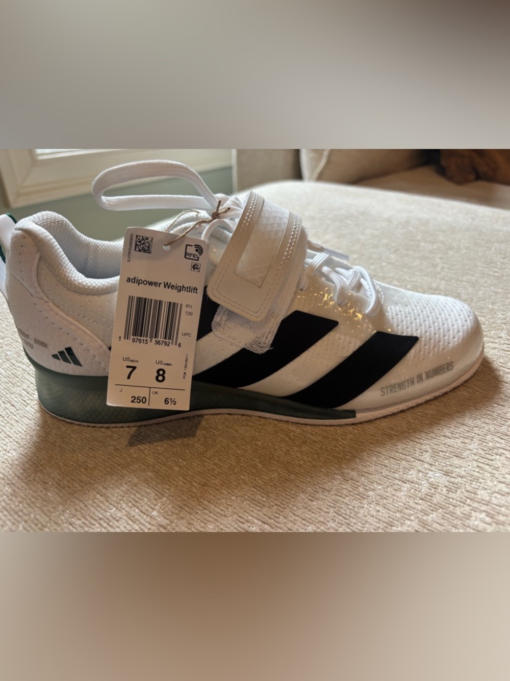 Brand new, adidas White and Black Adipower Weightlifting Shoe